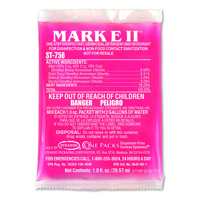 Stearns One Packs™ ST-756 Mark E II Disinfectant Germicidal Detergent & Deodorant - (144) 1 fl. oz. Packets