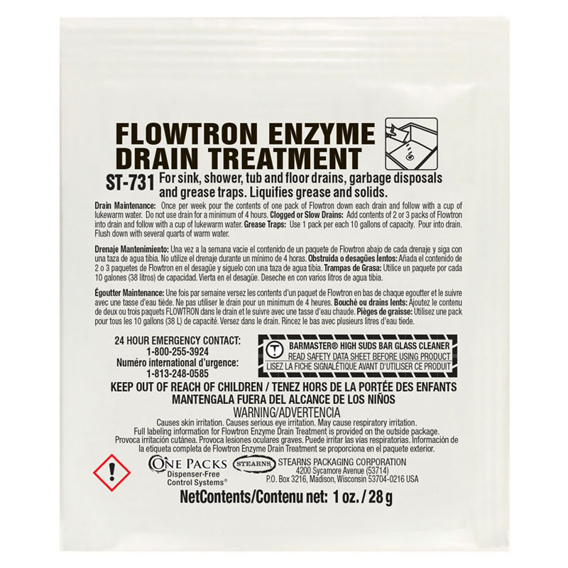 Stearns One Packs Flowtron Enzyme Drain Treatment - (72) 1 wt. oz. Packets