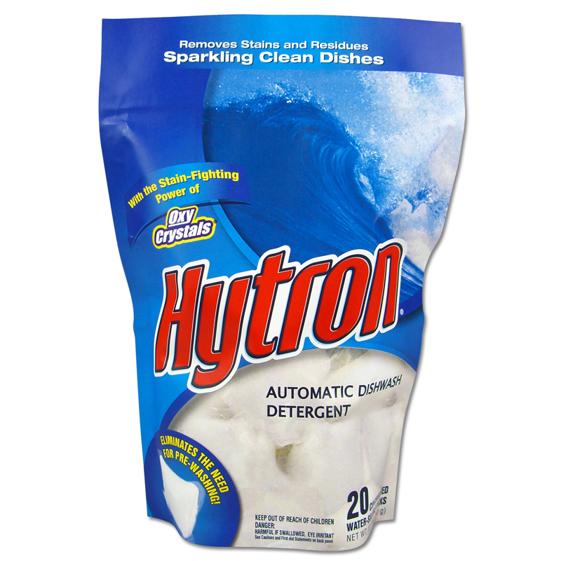 One Packs Hytron Automatic Dishwasher Water-Soluble Detergent - (6) 20 18 g Packets