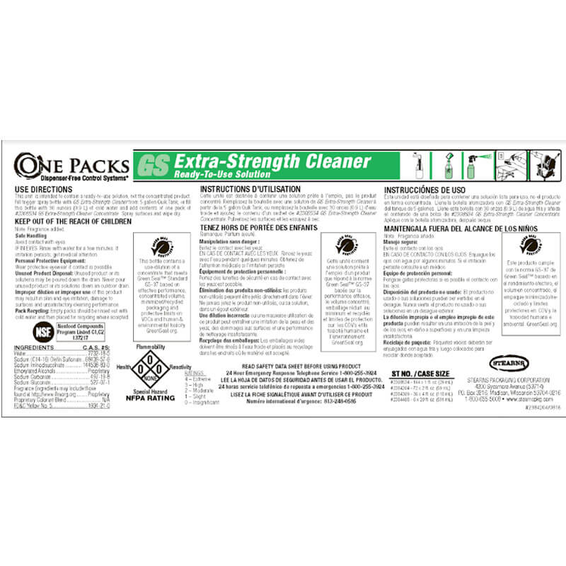 GS Extra Strength Cleaner Concentrate Label PP-ST853-LBL             