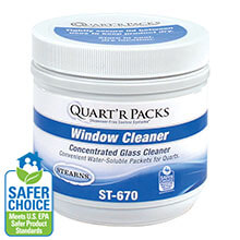 Stearns Quart'r Packs Glass Window & Stainless Steel Cleaner - (4) 80 x 1.5 g Containers