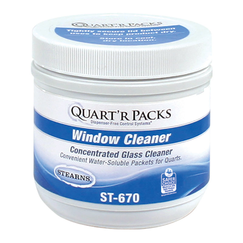 Stearns Quart'r Packs Glass Window & Stainless Steel Cleaner - (4) 80 x 1.5 g Containers