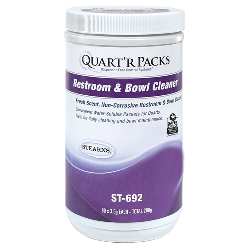 Stearns Quart'r Packs Restroom & Bowl Cleaner - (4) 80 x 3.5 g Containers
