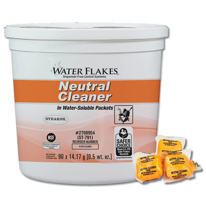 Stearns Water Flakes Neutral Floor Cleaner - (2) 90 x 0.5 wt. oz. Pails