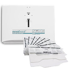 Sanitor NeatSeat® Combo Pack - 1,000 Toilet Seat Covers & 2 White Metal Dispensers