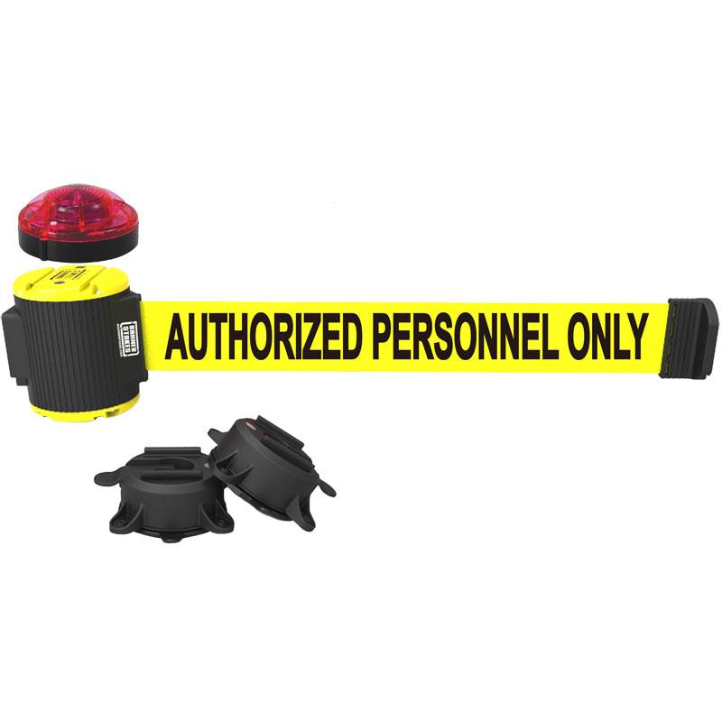 Authorized Personnel Only Banner, Yellow - 30' Magnetic Wall Mount w/ Light Kit BST-MH5003L