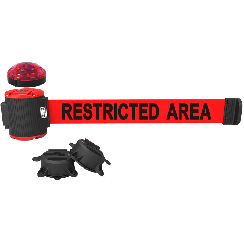 30 ft. Restricted Area Red Magnetic Wall Mount Banner w/ Light Kit