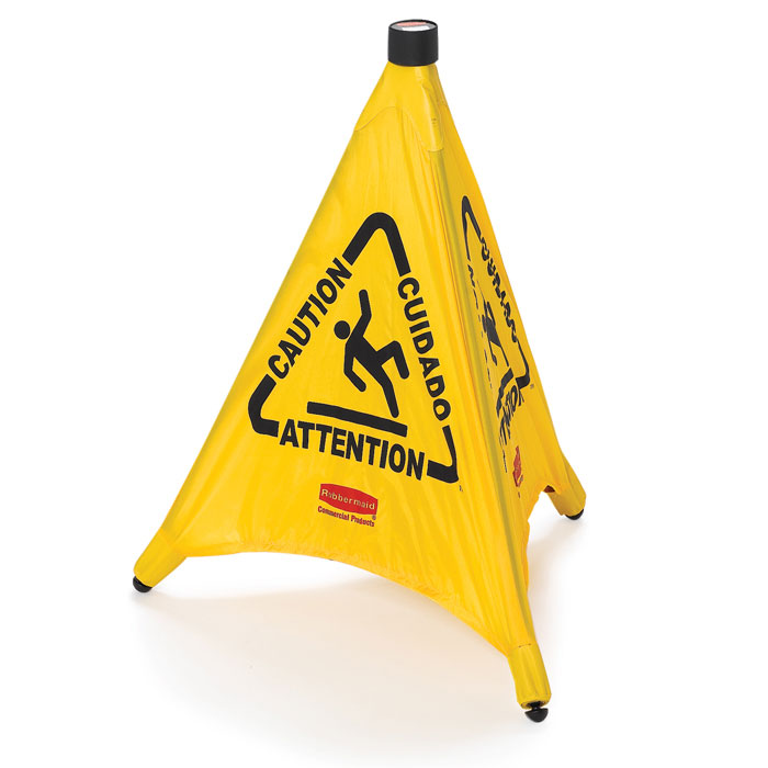 Rubbermaid [9S01] Pop-Up Safety Cone - Yellow - Caution/Wet Floor Symbol (Multilingual)