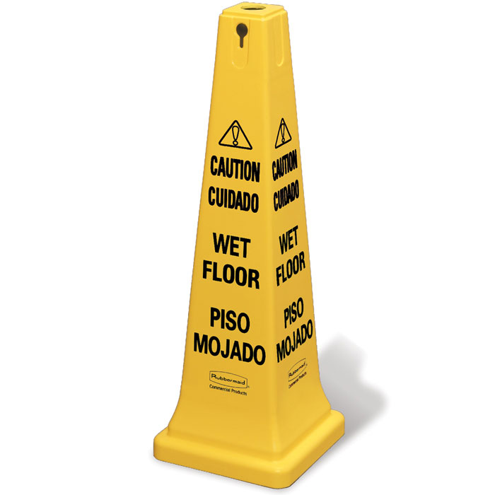 Rubbermaid 4-Sided Safety Cone - Caution/Wet Floor