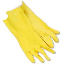 Yellow Reusable Flock-Lined Latex Gloves