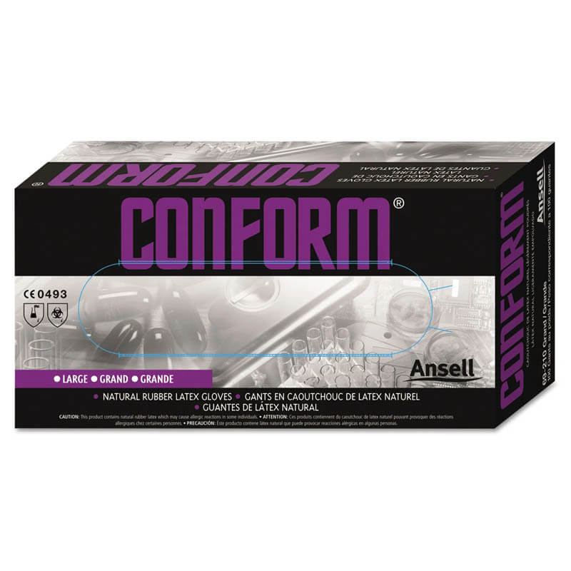 Ansell Conform Natural Rubber Latex Gloves - 5-Mil - Medium