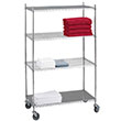 R&B Wire Portable & Adjustable Linen Cart - 3 Wire Shelves - 1 Solid Shelf - 18" x 48"