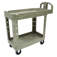 Rubbermaid [4500-88] Heavy-Duty Lipped Shelf Utility Cart - 2 Shelves - Beige