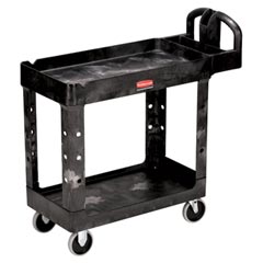 Rubbermaid [4500-88] Heavy-Duty Lipped Shelf Utility Cart - 2 Shelves - Black