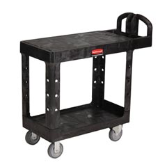 Rubbermaid [4505] Heavy-Duty Flat Shelf Utility Cart - 2 Shelves - Black