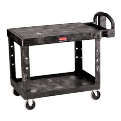 Rubbermaid [4525] Heavy-Duty Flat Shelf Utility Cart - 2 Shelves - Black