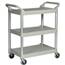 Rubbermaid [3424-88] Light-Duty Utility Cart w/ Brushed Aluminum Uprights - 3 Shelves - Platinum