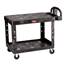 Rubbermaid [4525] Heavy-Duty Flat Shelf Utility Cart - 2 Shelves - Black