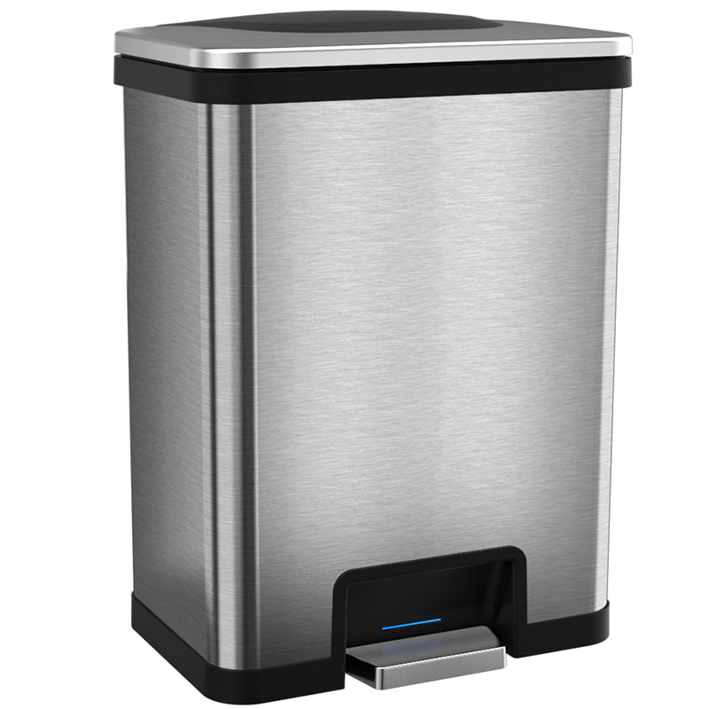 13 Gal. Power Step Sensor Automatic Trash Can - Stainless Steel/Black HLS13SB