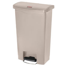 Beige Slim Jim Resin Step-On Waste Container - 8 Gallon