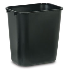 Black Soft Molded Plastic Deskside Wastebasket - 7 Gallon