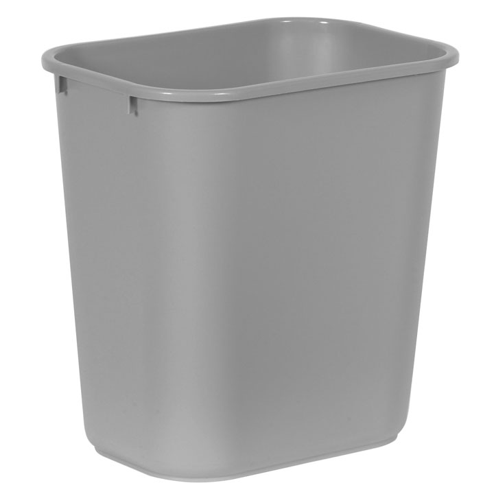 Gray Soft Molded Plastic Deskside Wastebasket - 7 Gallon