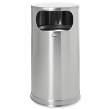 Round Side-Opening Waste Receptacle - Stainless Steel - 12 Gallon