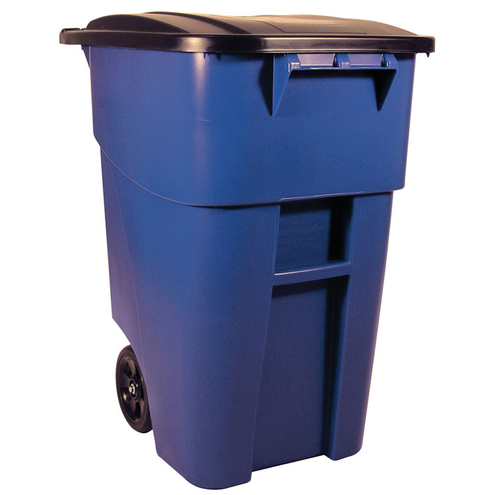 BRUTE Mobile Rollout Trash Container - 50 Gallon - Blue