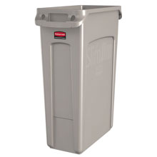 Rubbermaid [3540-60] Slim Jim® Rectangular Waste Container w/ Venting Handles - 23 Gallon - Beige