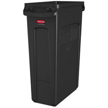 Rubbermaid [3540-60] Slim Jim® Rectangular Waste Container w/ Venting Handles - 23 Gallon - Black