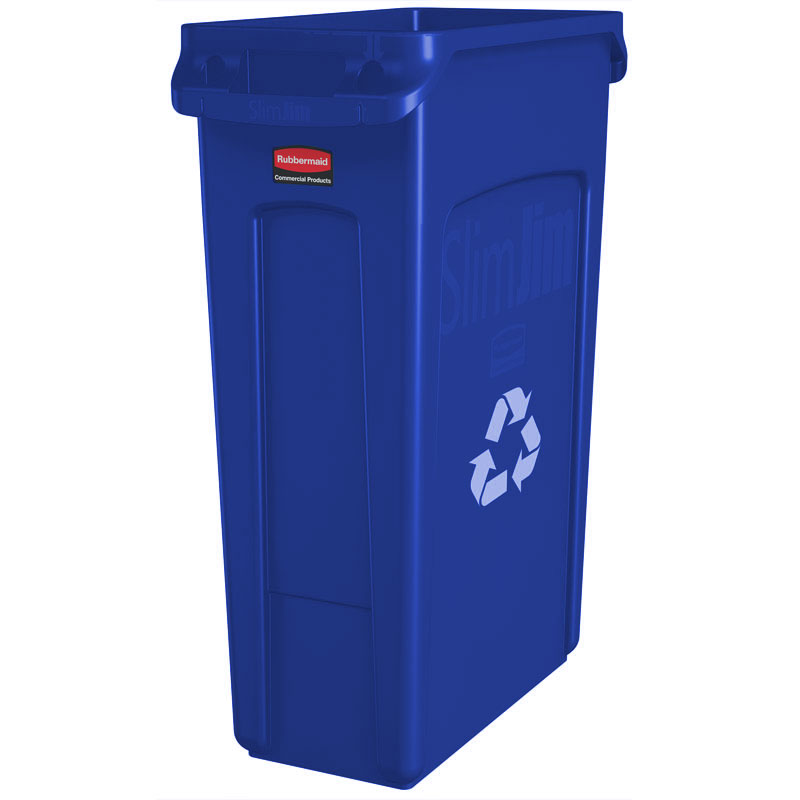 Slim Jim Recycling Container w/ Venting Channels - 23 Gallon