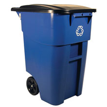 BRUTE Recycling Rollout Container w/ Lid - 50 Gallon