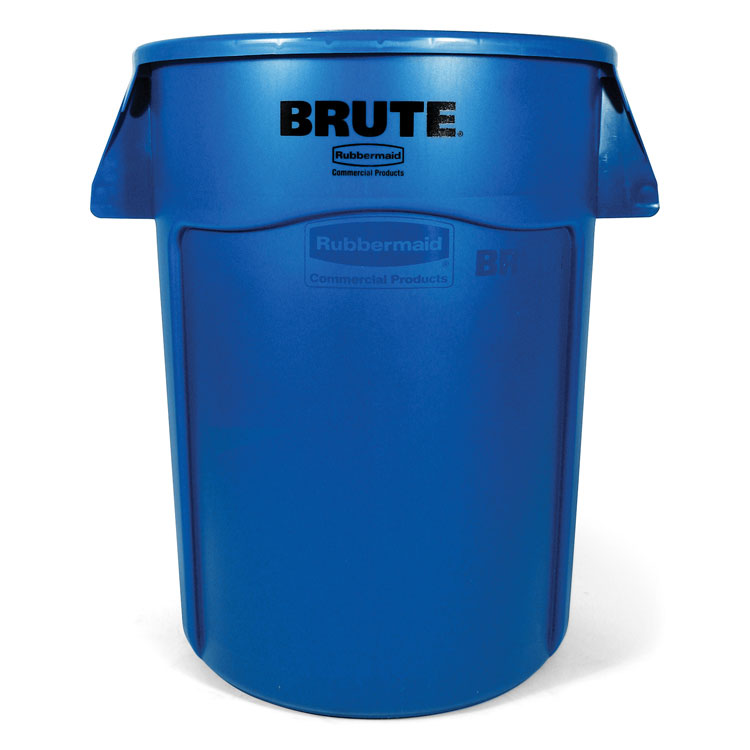 Brute Round Vented Trash Receptacle, Blue - 44 Gallon