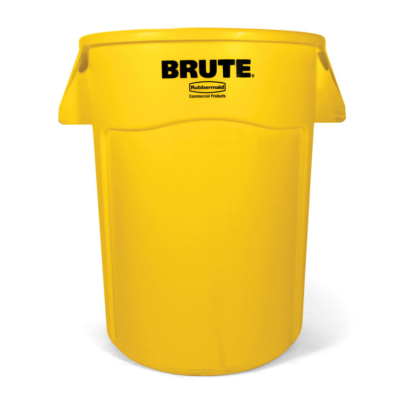 Brute Round Vented Trash Receptacle, Yellow - 44 Gallon RCP2643-60YEL                                     