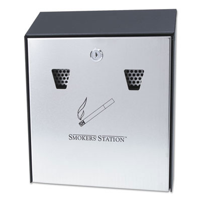 Smokers' Station Wall Mounted Receptacle, Black RCPR1012EBK                                       