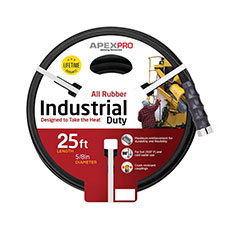 Apex Pro 5/8" x 25' Black Rubber Hot Water Garden Hose – 160°F 715557