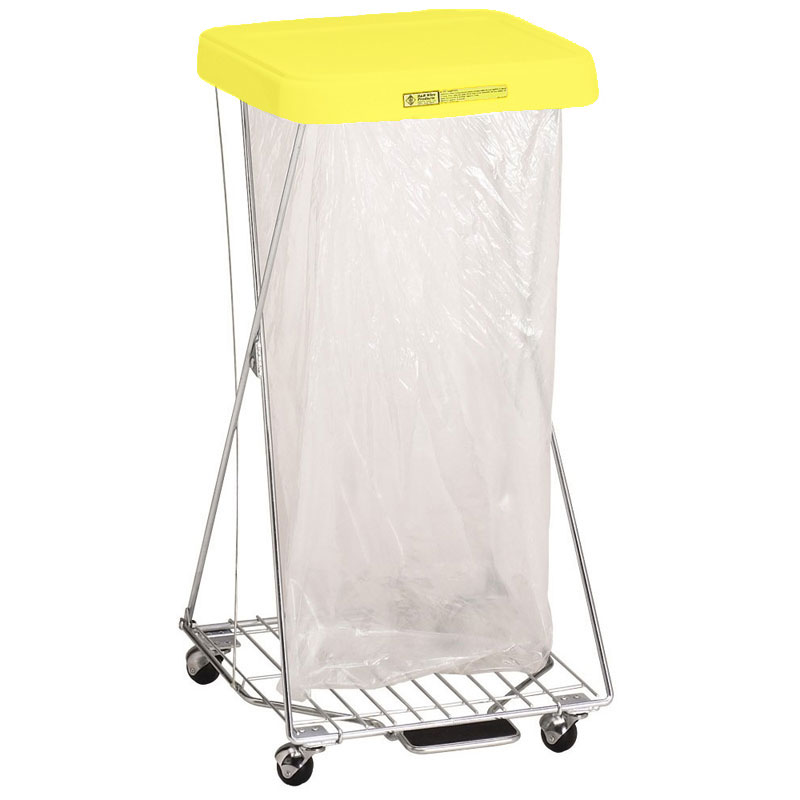 R&B Wire Single Wire X-Frame Hamper Stand - Yellow Lid