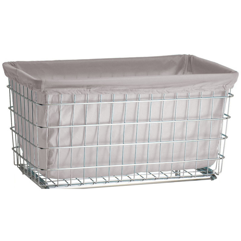 R&B Wire [242] Wire Frame Metal Laundry Cart Antimicrobial Basket Liner - F Baskets - White