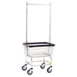 R&B Wire Standard Wire Laundry Cart w/ Double Pole Rack - 2 1/2 Bushel