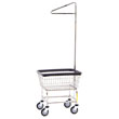 R&B Wire Standard Wire Laundry Cart w/ Single Pole Rack - 2 1/2 Bushel