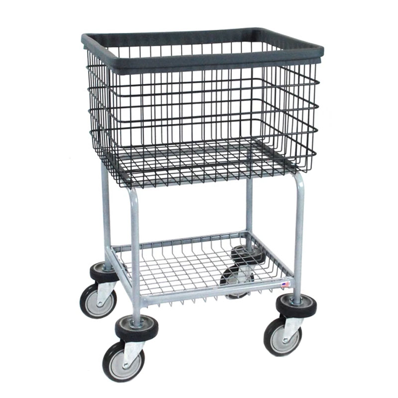 R&B Wire Deluxe Elevated Wire Frame Laundry Cart - 3 1/2 Bushel