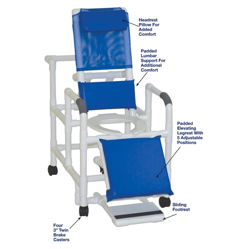 MJM International Reclining Shower Chair w/ Footrest