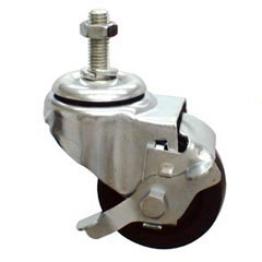 MJM International [R3HD] Replacement Single Wheel Heavy Gauge Steel Threaded Stem Casters - (4) 3