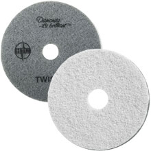 Twister White Light-Duty Floor Pad - 800 Grit - (2) 17" Dia. AMCO-435317