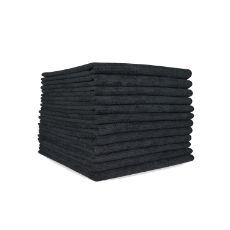 (180) Monarch Brands 16"x16" Microfiber Cloth 49 Gram - Black M915100BL