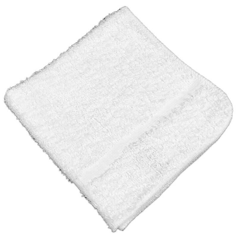 Monarch Brands 12x12 Elite Pearl 1Lb Cam Border Washcloth - White (25 Dozen) INST-1212-1