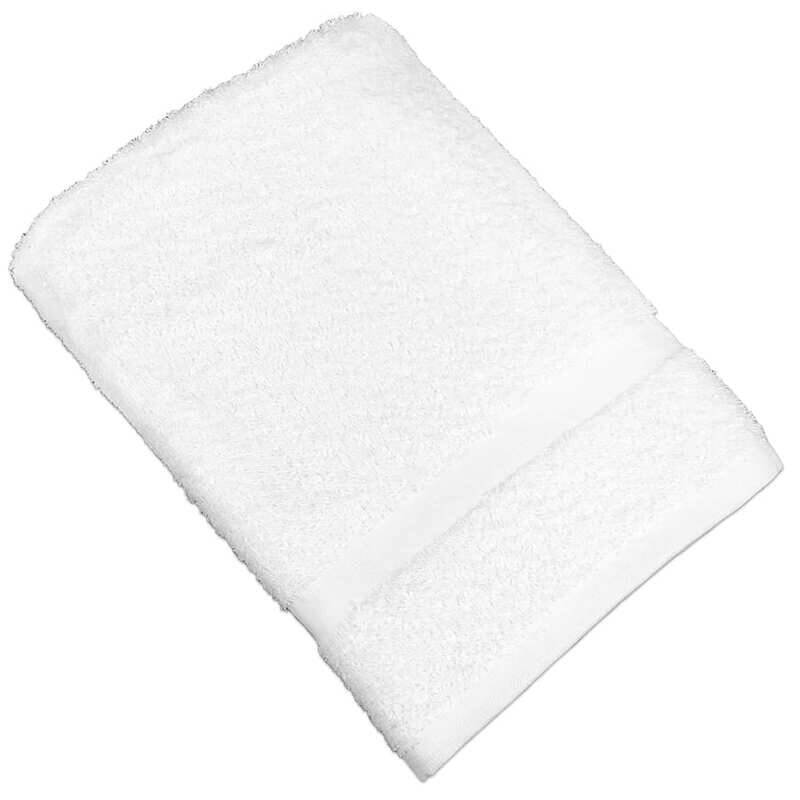 (60) Monarch Brands 24x48 Elite Pearl 8LB Cam Border Bath Towel - White  INST-2448-8