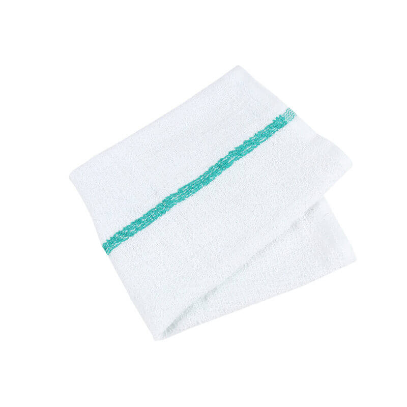 (60) Monarch Brands 16x19 Qwick Wick Terry Towel Bar Mop 30 oz - Green Stripe  N030-GR-5DZ
