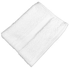 (300) Monarch Brands 16x27 Elite Pearl 3LB Cam Border Hand Towel - White  INST-1627-3