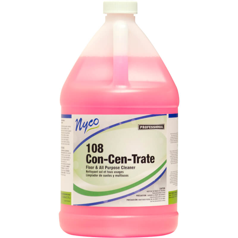 (4) Nyco 108 Con-Cen-Trate Floor & All Purpose Cleaner 148 oz Citrus Scented - Pink NL108-G4